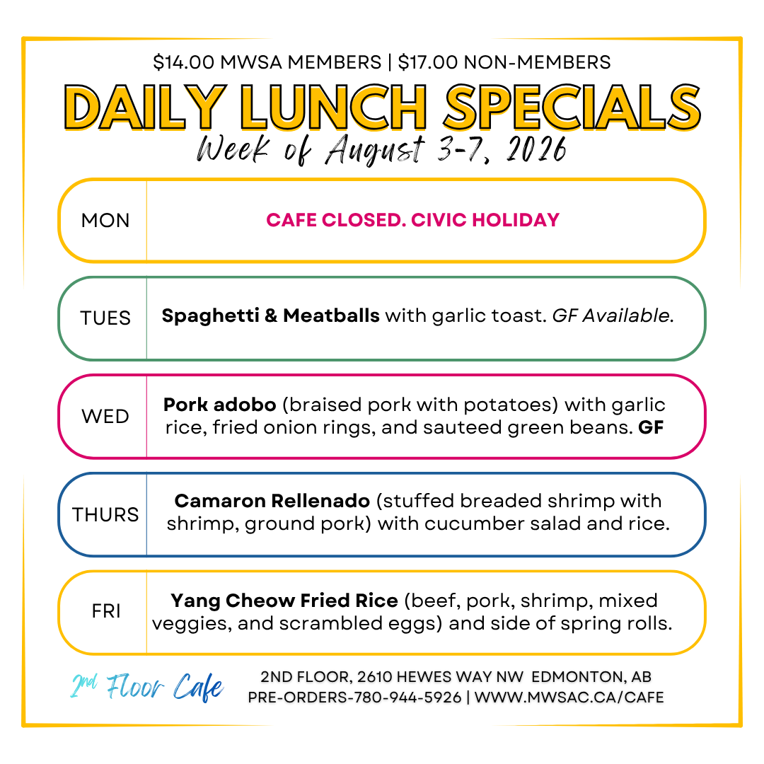 mwsa 2nd floor cafe lunch specials august 2026