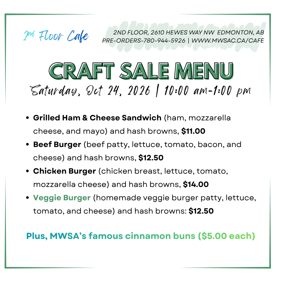 mwsa craft sale lunch menu