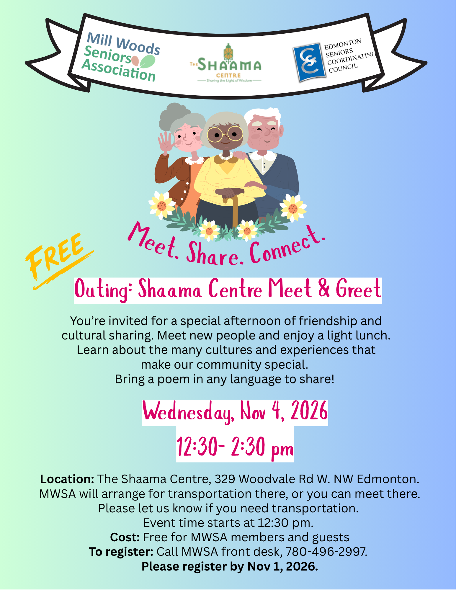 mwsa outing to shaama centre november 2026