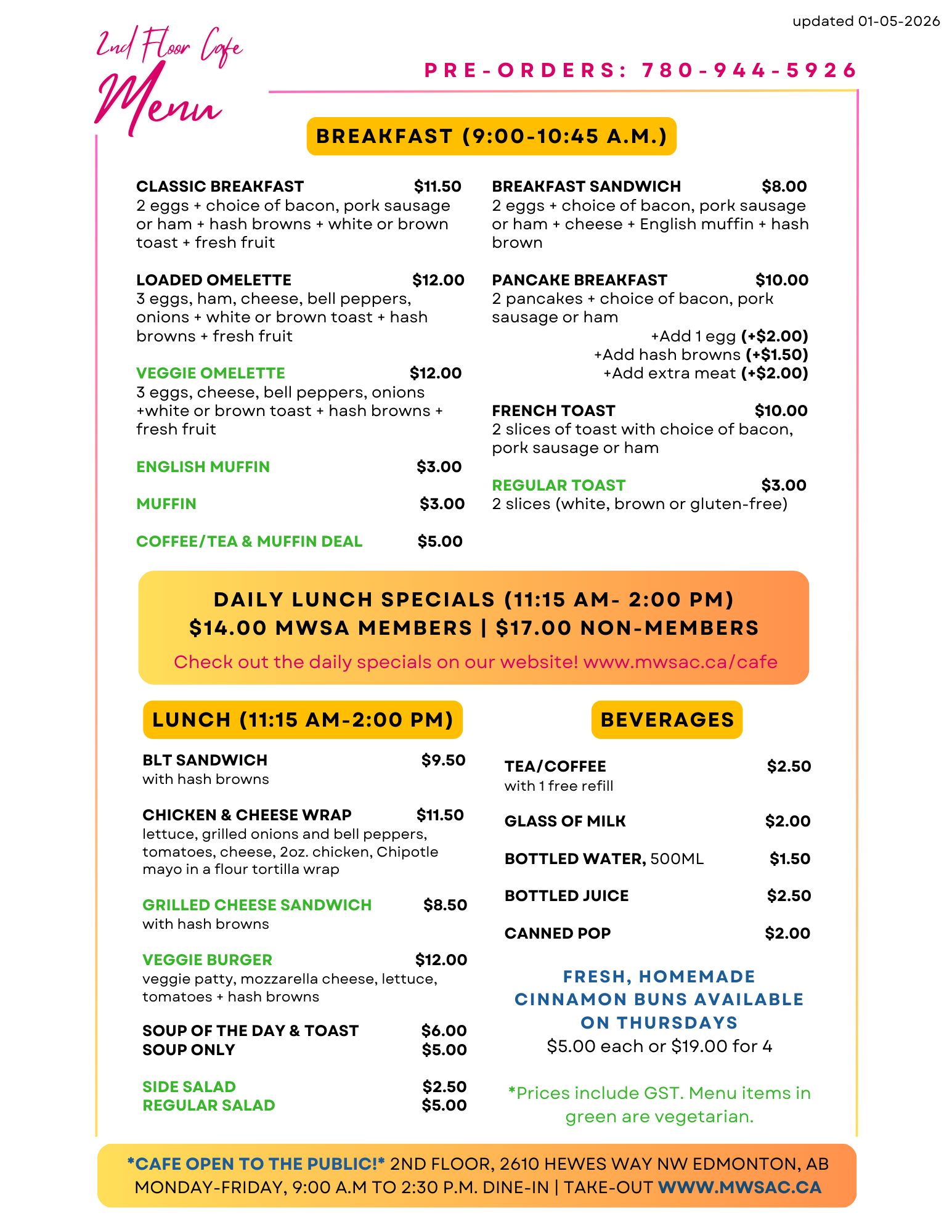 mwsa 2nd floor cafe breakfast lunch menu